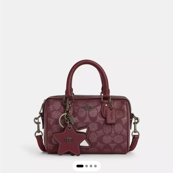Coach Boxed Mini Rowan Crossbody Bag And Mirror Bag Charm Set In Signature Canva - Picture 3 of 12